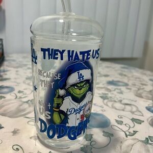 Dodgers Themed Grinch Dome Lid Tumbler with Straw